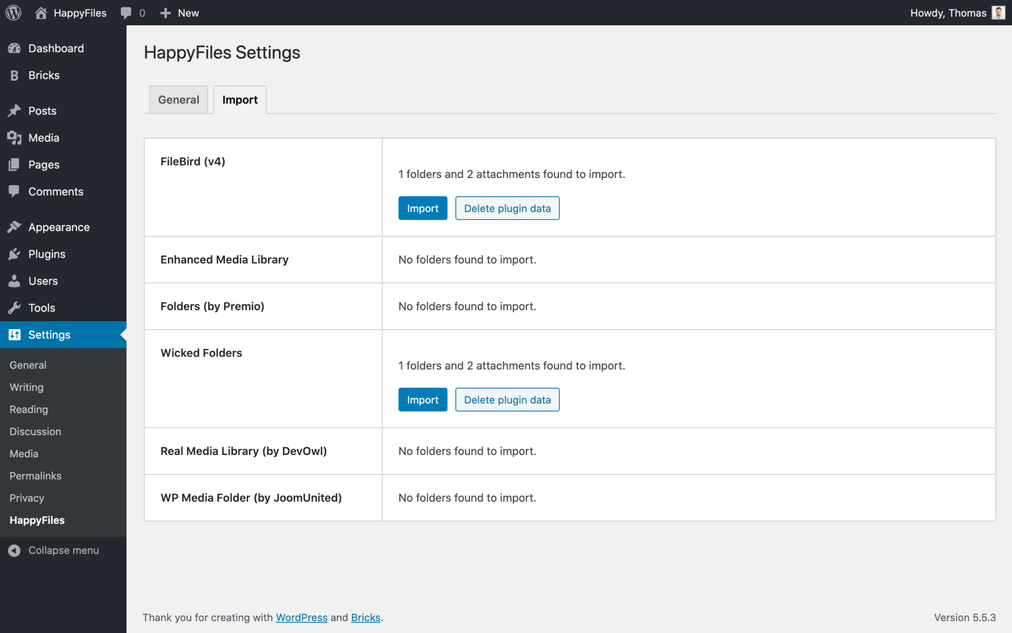 Import Existing Media Folders from other Plugins